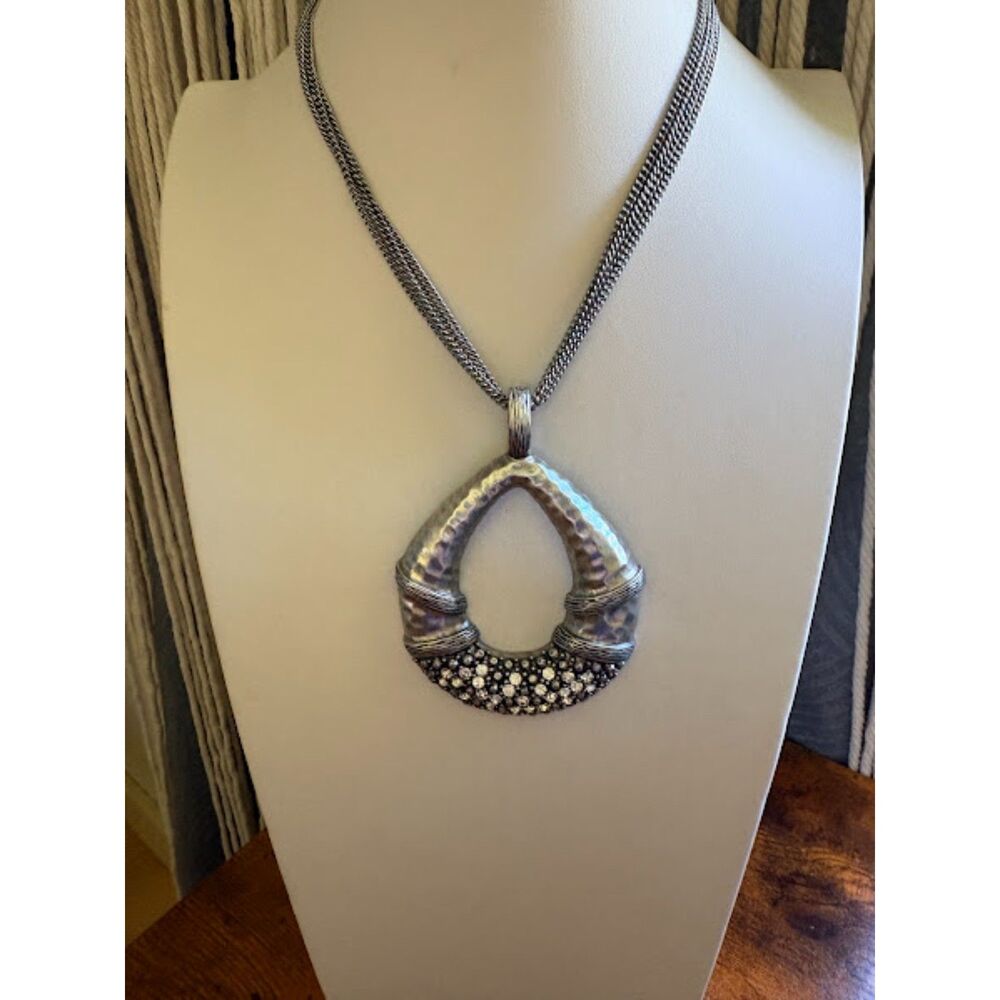 Macy's Antique Matte with Crystals Pendant Necklace